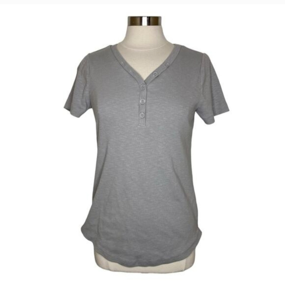 Duluth Trading Company Makers Studio Cotton Rib Henley T-Shirt Women's Medium
